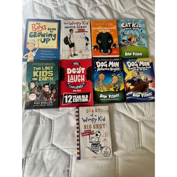 Lot of 9 Young Reader, Preteen, Books Dog Man Diary Wimpy Kid - Picture 1 of 10